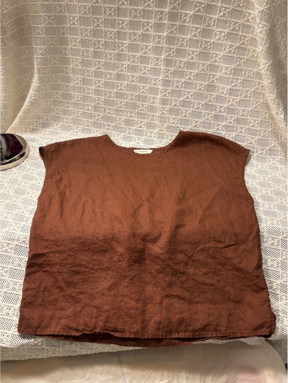 Everlane brown linen short sleeve top size L